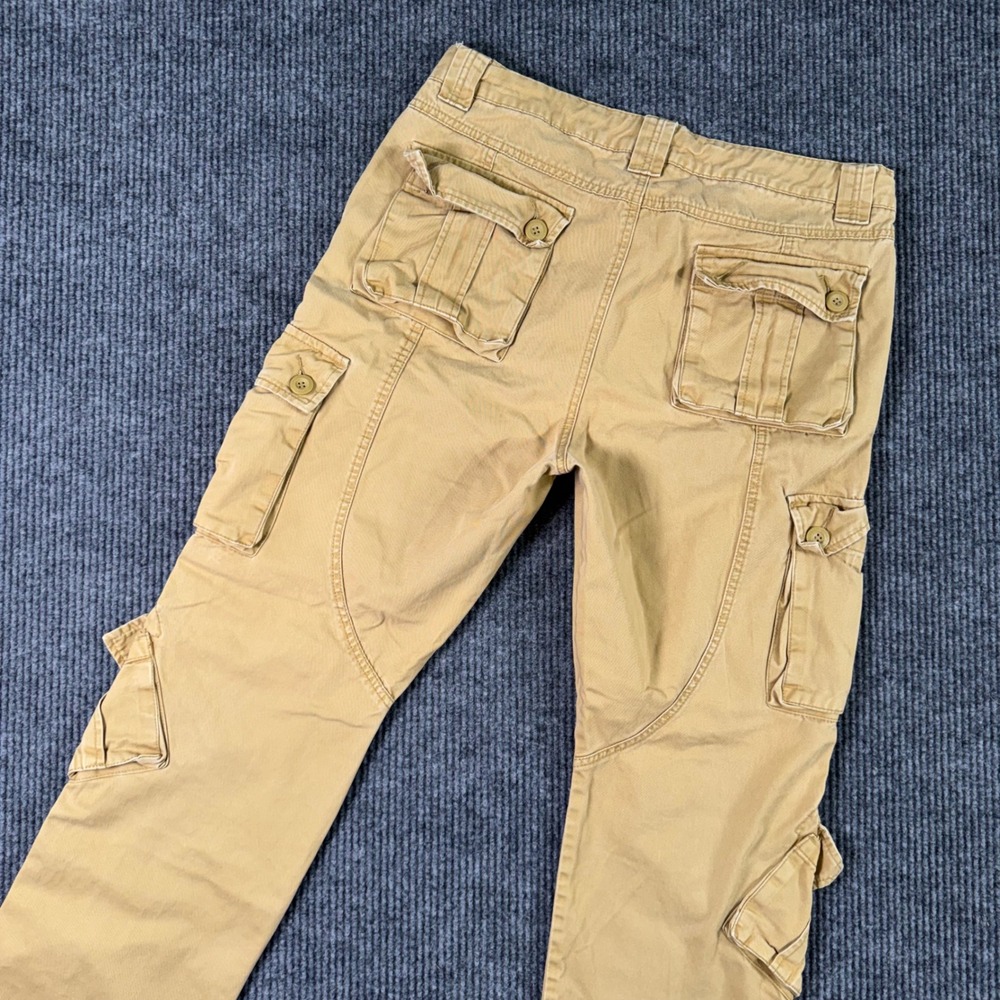 Matchstick‎ Mens 36 Cargo Pants Tan Parachute Baggy Skater Workwear Y2K Utility